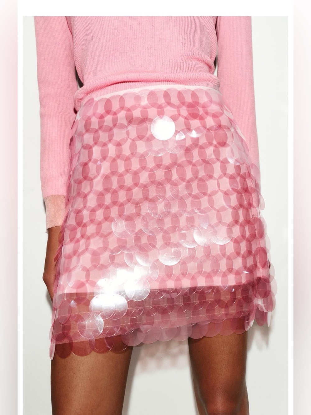 Zara Pink Sequin Overlay Mini Skirt